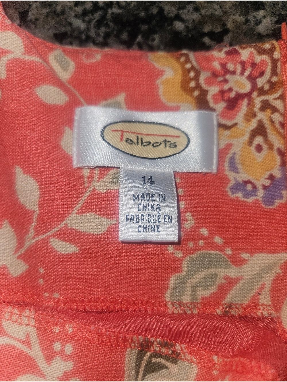Talbots Linen Blend Dress Women’s Size 14 Floral Sleeveless Summer Coral - Picture 6 of 8
